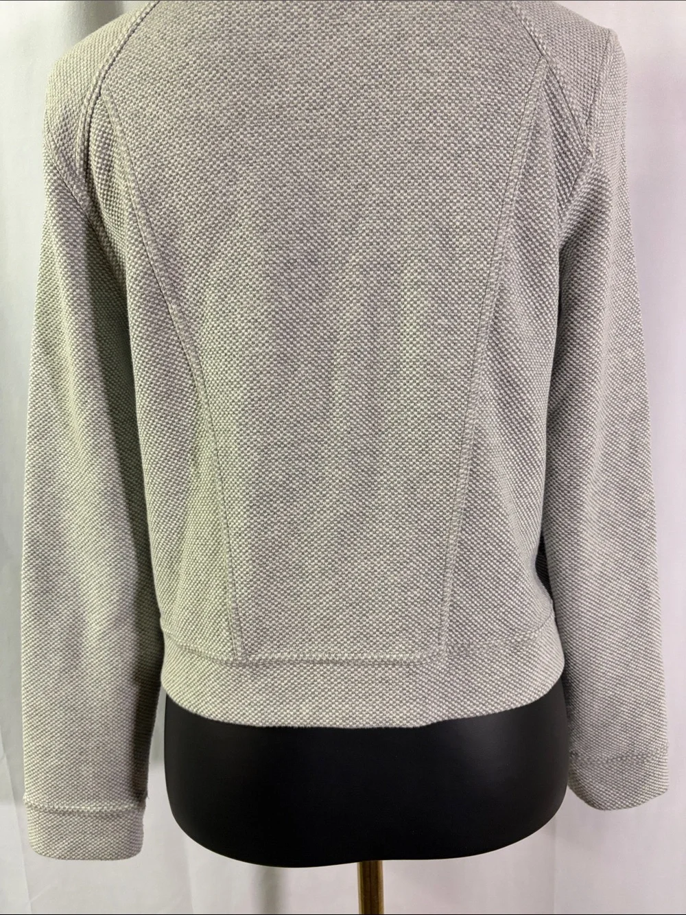 Banana Republic Factory Gray Zip Front Cropped Knit Moto Jacket - Picture 13 of 16